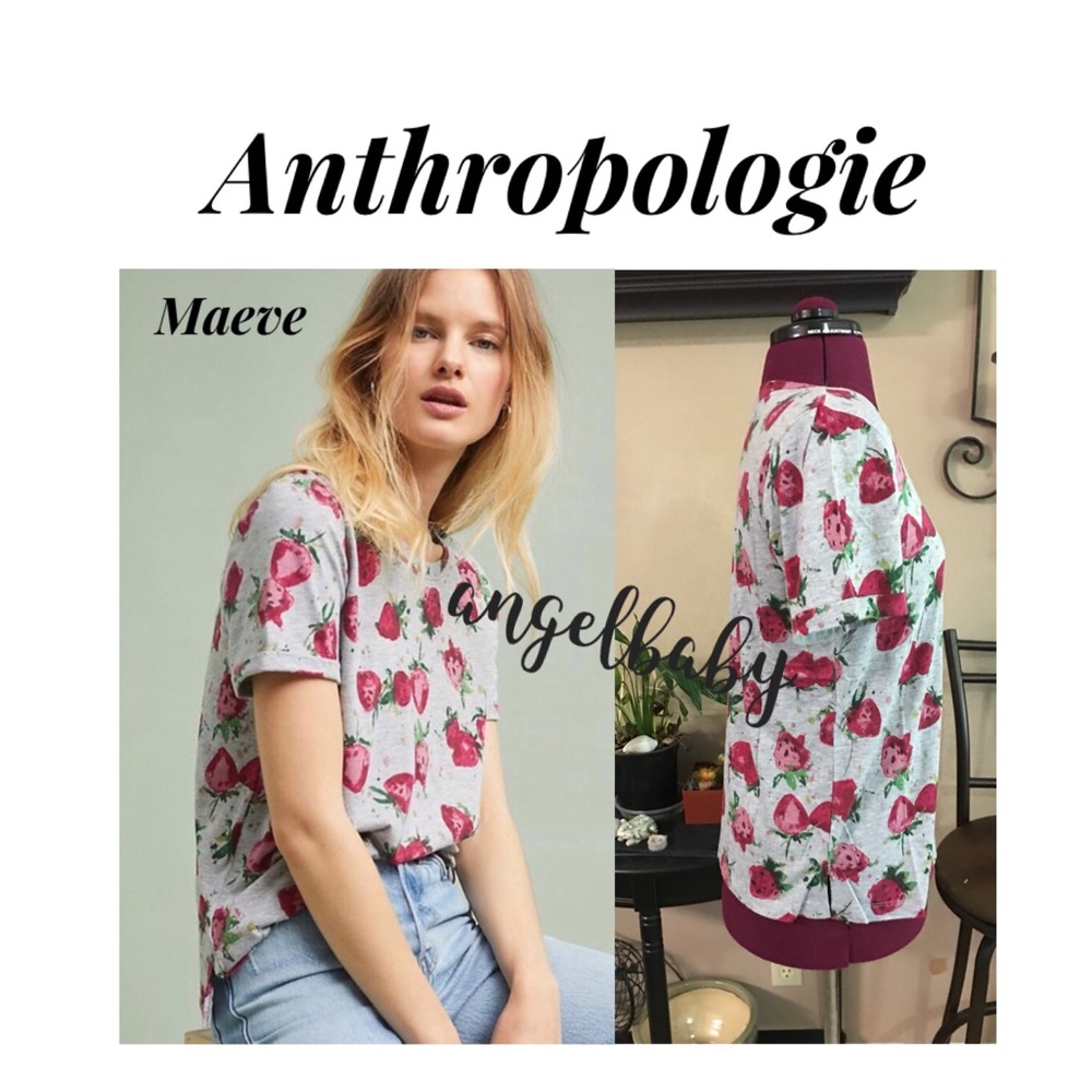 Host Pick! Anthropologie Maeve Strawberry fields tee 🍓🤩 - Picture 7 of 16